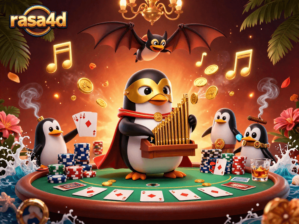 Permainan rasa4d yang menakjubkan dengan penguin opera dan elemen kasino yang menakjubkan.