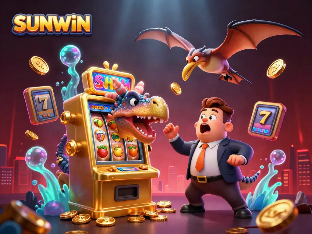 Experience the excitement with SUNWIN as dinosaurs enjoy jackpots and vibrant casino action!