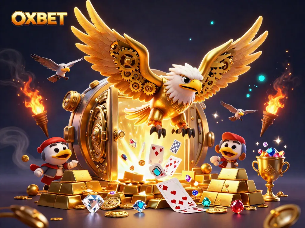 Experience thrilling gameplay at OXBET with dynamic casino elements and a vibrant illustration.