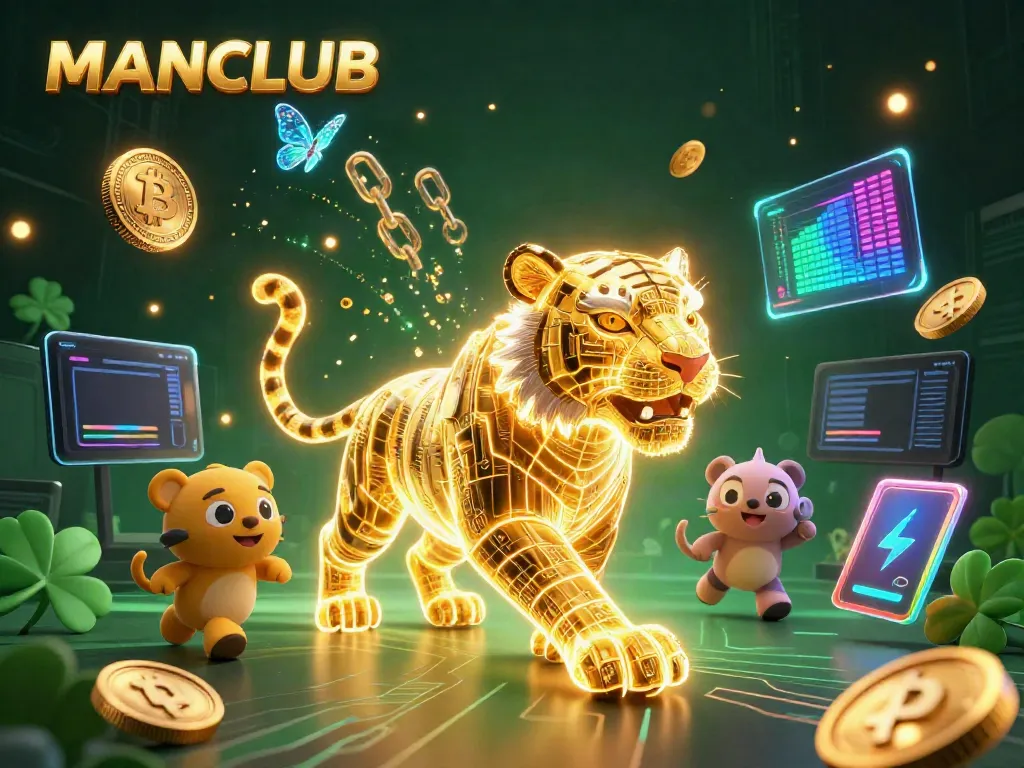 Engage with MANCLUB's thrilling casino experience featuring vibrant 3D graphics and digital elements.