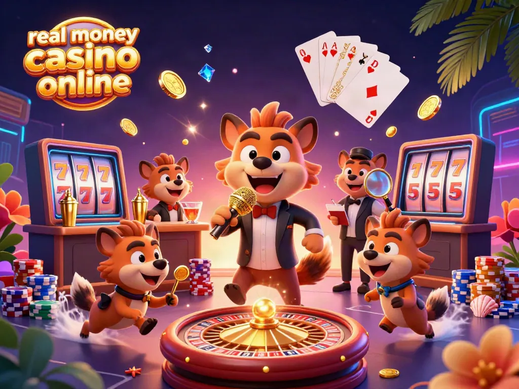 Experience a vibrant scene of successful hyenas at a real money casino online, showcasing energetic activities.