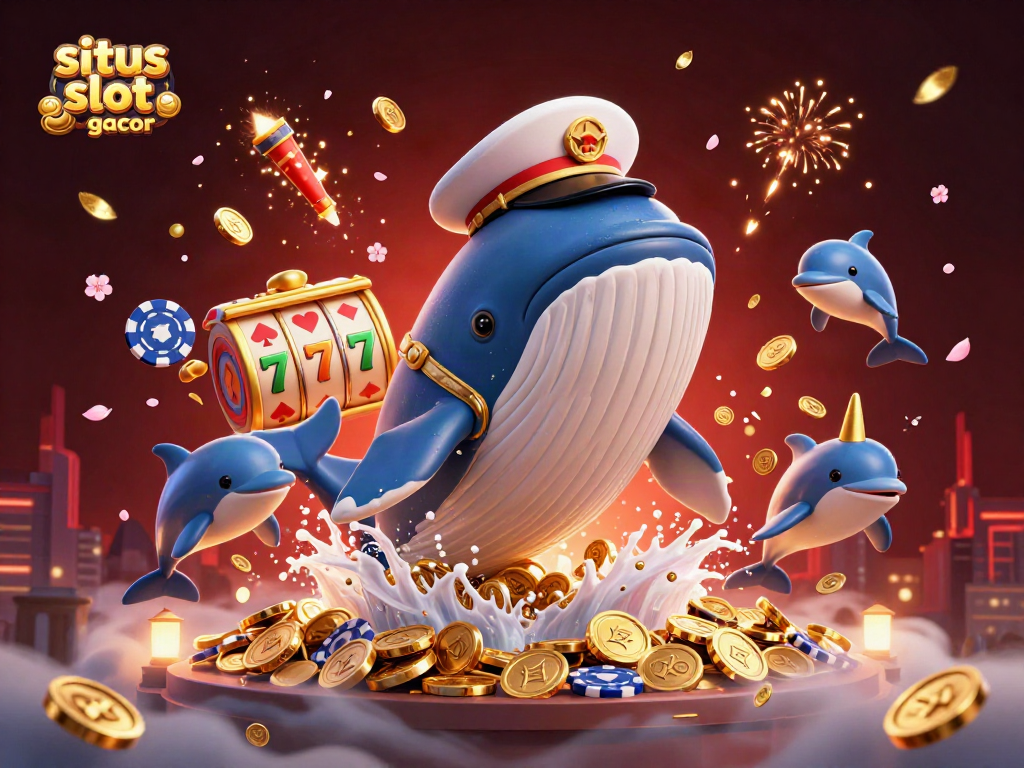 Experience situs slot gacor with a whale, narwhal, and dolphins in a vibrant 3D casino world.