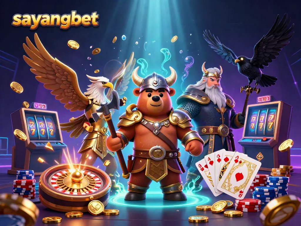 Experience thrilling gameplay with sayangbet in a vibrant 3D casino scene featuring dynamic characters and sparkling game elements.