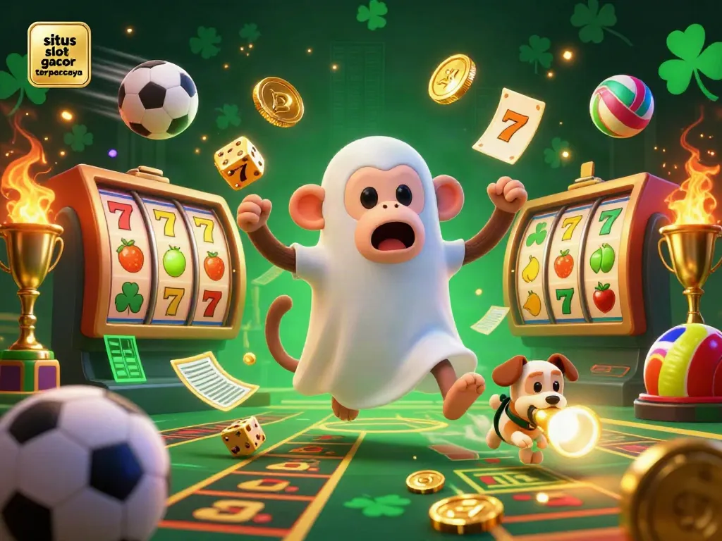 Experience the thrill of situs slot gacor terpercaya in a haunted casino with dynamic elements and gold coins.