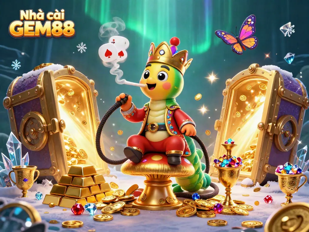 Experience thrilling games with Nhà cái GEM88 in a vibrant 3D illustration featuring a magical atmosphere.
