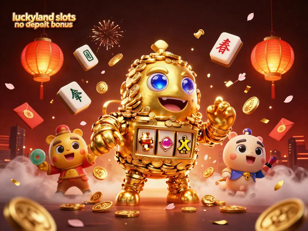 Engage with the exciting luckyland slots no deposit bonus by playing dynamic slot games featuring a golden golem surrounded by festive elements.