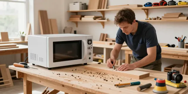 Shashel® technology in action to eliminate wood-boring insects in a modern workshop.
