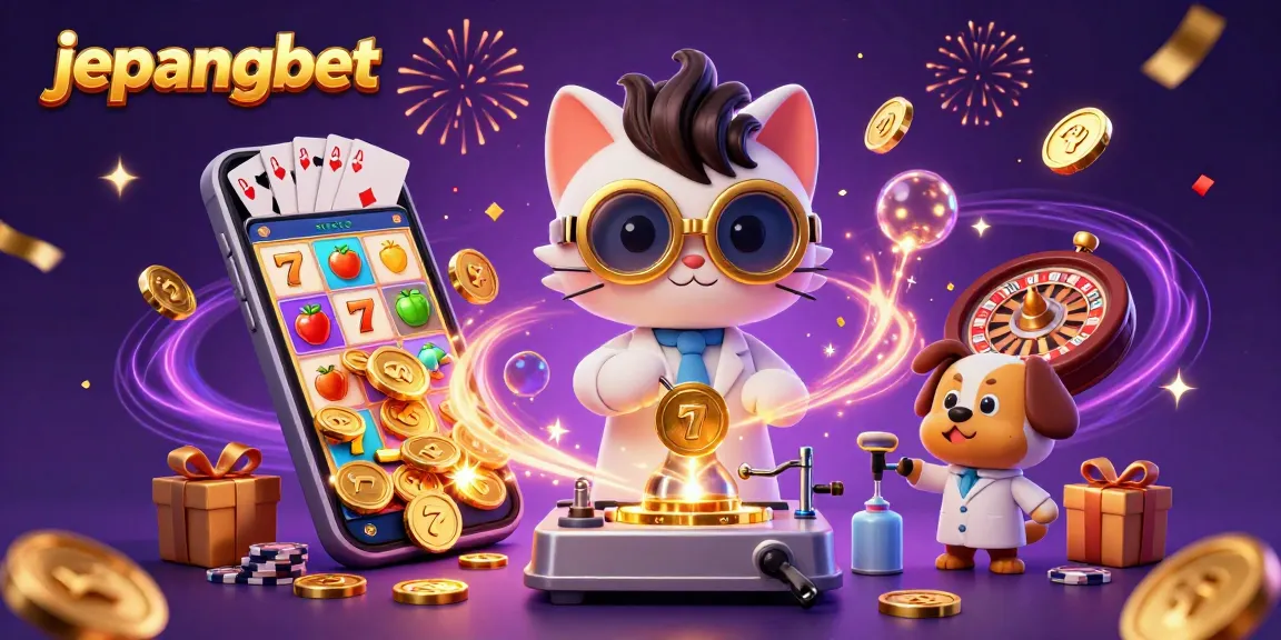 Experience the excitement with Jepangbet as golden coins rain from a vibrant 3D casino scene.