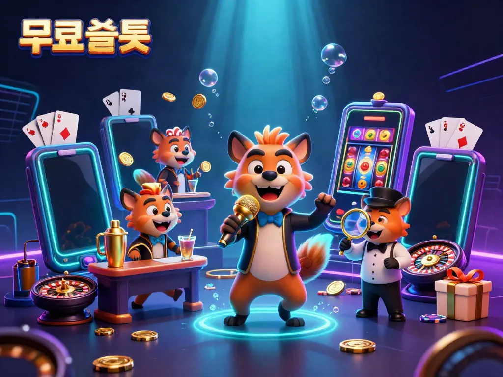 Experience thrilling 무료슬롯 action with animated hyenas entertaining in a vibrant casino setting.