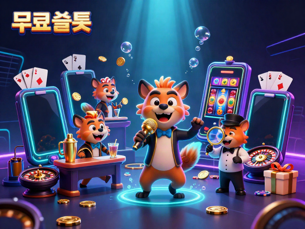 Experience thrilling 무료슬롯 action with animated hyenas entertaining in a vibrant casino setting.