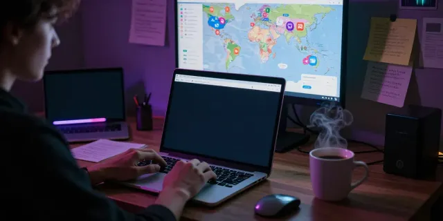 OnlyFans leaks digital exploration with a person at a brightly lit laptop.