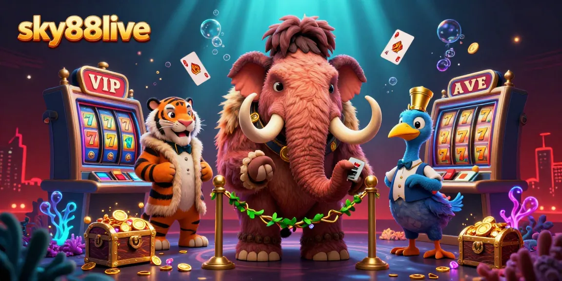 Engaging scene featuring vibrant casino elements with sky88live branding for online gaming enthusiasts.