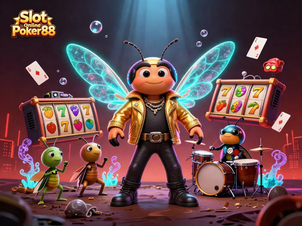 Experience the thrill of Slot Online Poker88 with unique casino characters and vibrant gameplay elements.