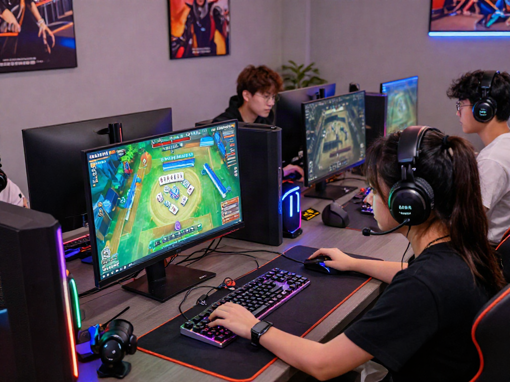 Engaged players enjoying MAHJONGJP88 dan permainan online in a modern gaming setup, showcasing competitive spirit and excitement.