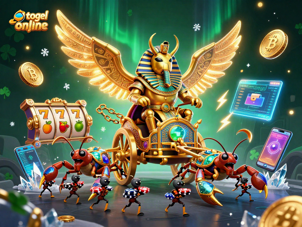 Mainkan slot togel online dengan karakter unik yang dikelilingi elemen kasino digital.