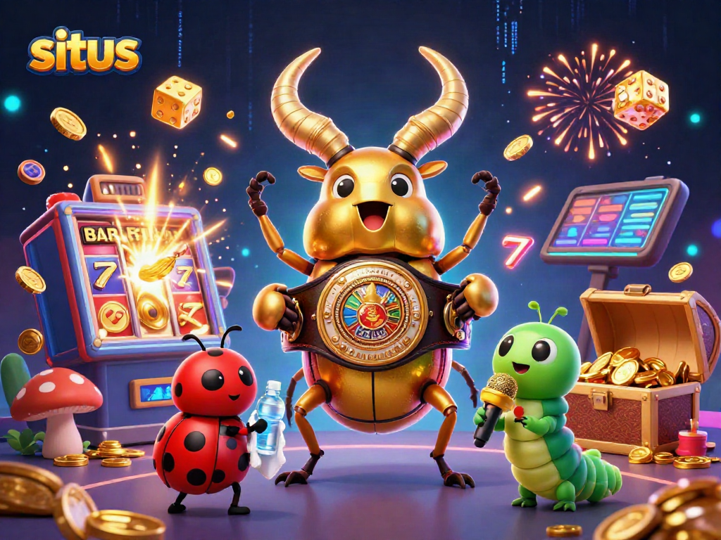 Engaging scene featuring the character "situs" with vibrant casino elements and a golden jackpot.