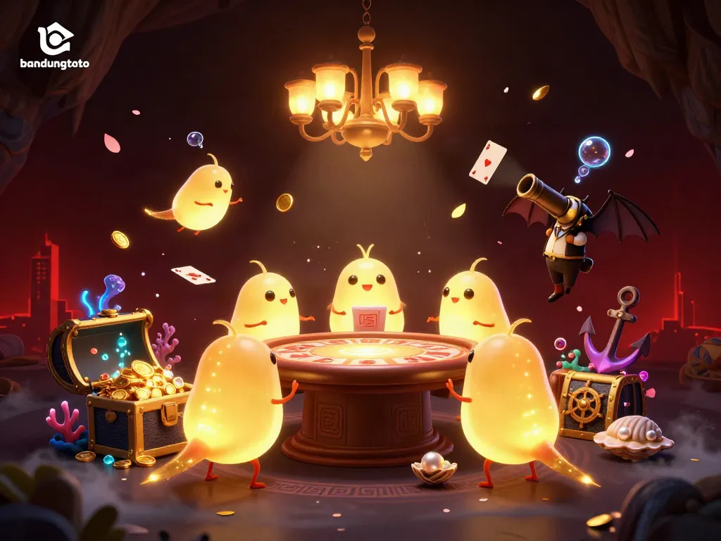 Experience the vibrant atmosphere of bandungtoto as glowworms illuminate an exciting cave casino scene.