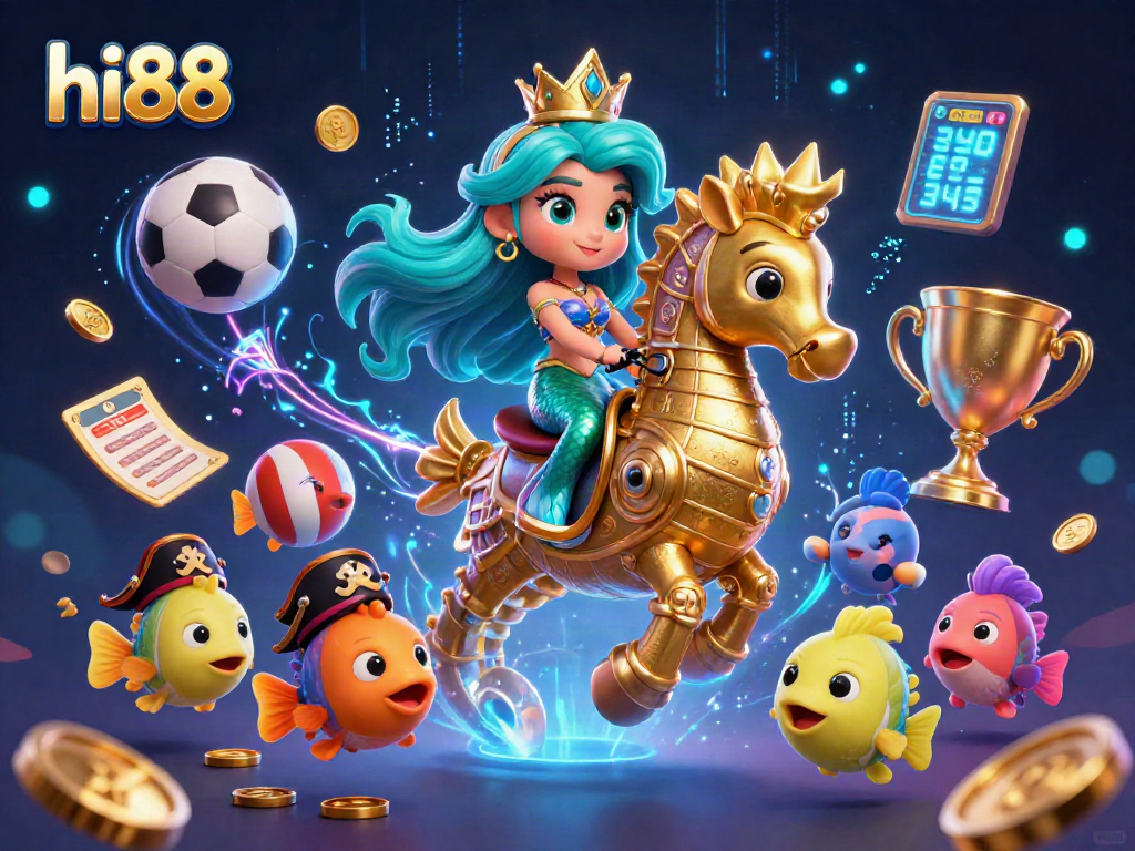 Engage with hi88 casino offerings through vibrant gaming action featuring mermaid and seahorse characters.