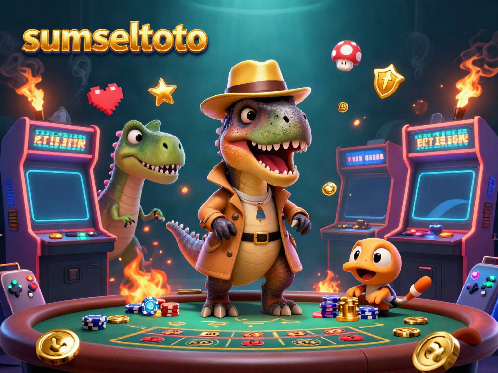 Engage with sumseltoto at a lively blackjack table featuring a velociraptor card counter.