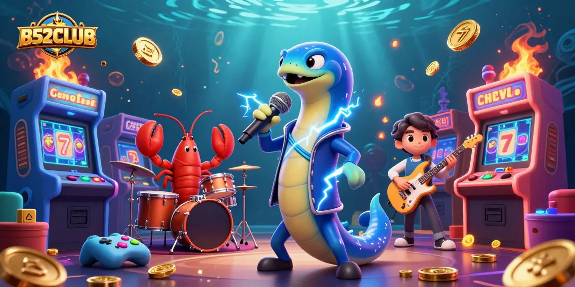 B52CLUB engages players in an exciting underwater casino with vibrant characters and slot elements.