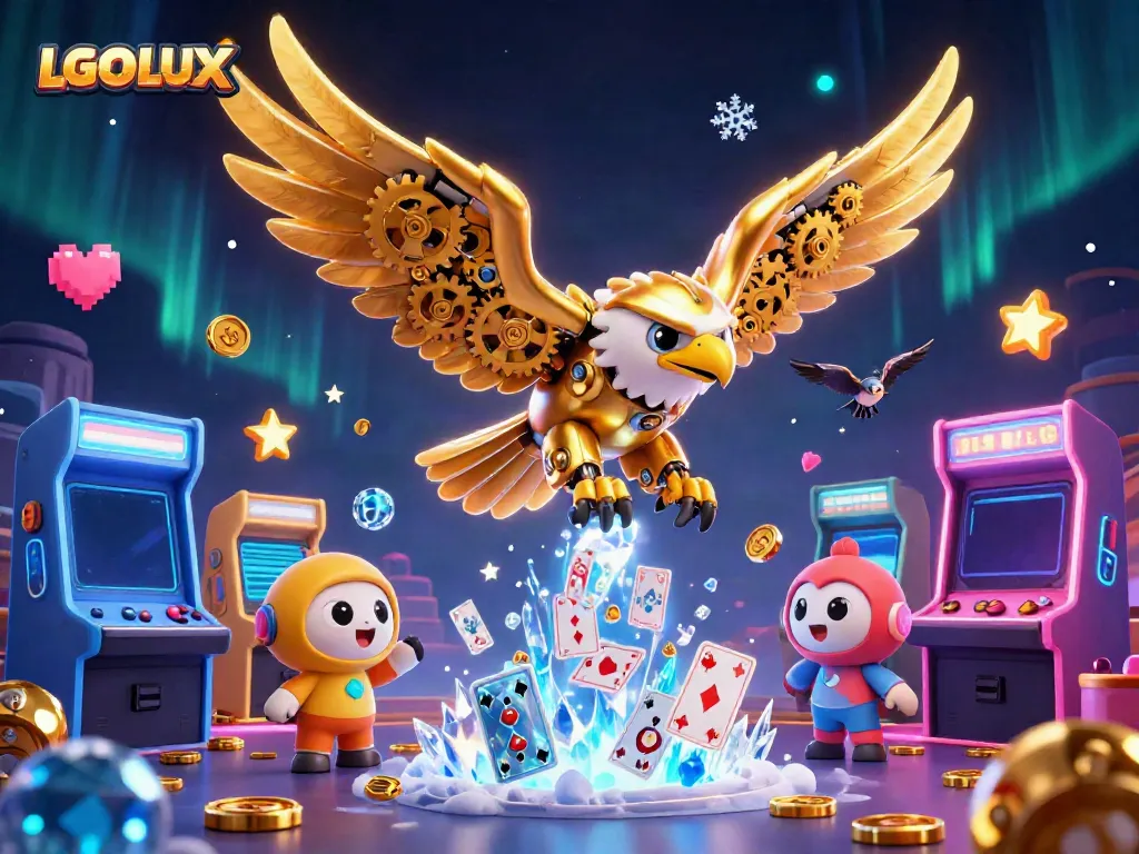Experience dynamic gaming with LGOLUX's immersive visual showcase of arcade and casino elements.