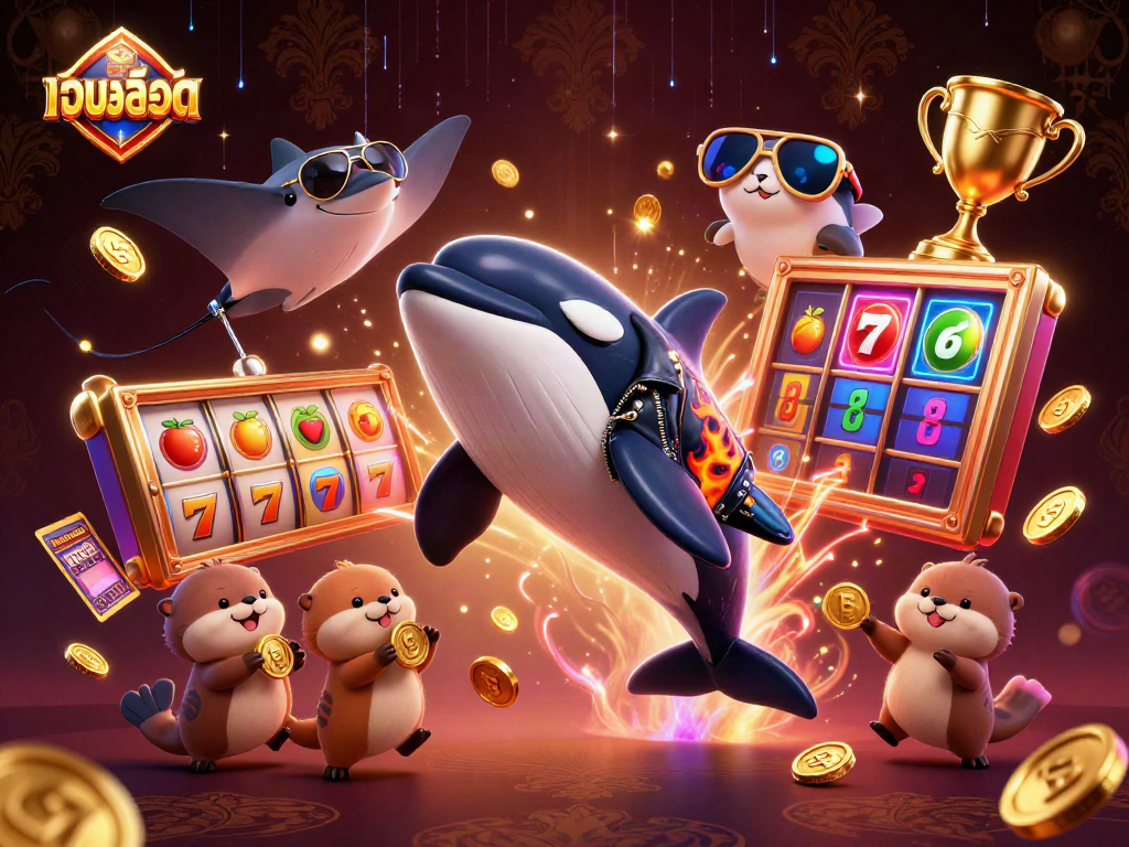 Engage in thrilling เว็บสล็อต adventures with dynamic casino characters and winning elements portrayed.
