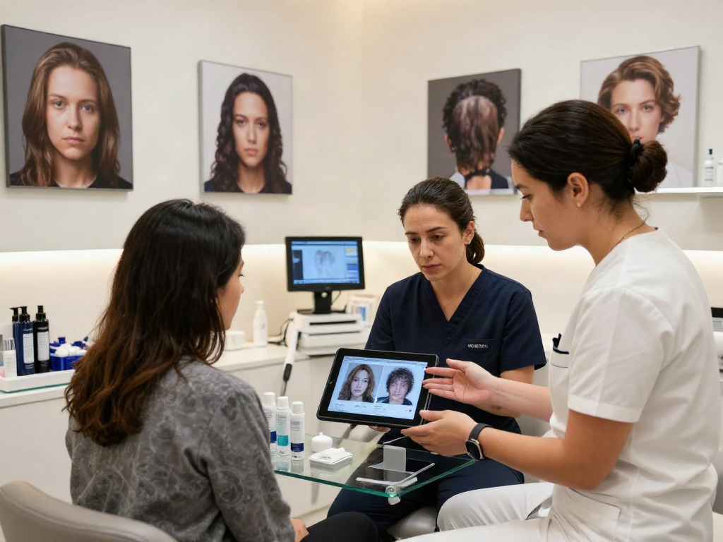 Hair transplant istanbul consultation with real results displayed, showcasing personalized care in a modern clinic.