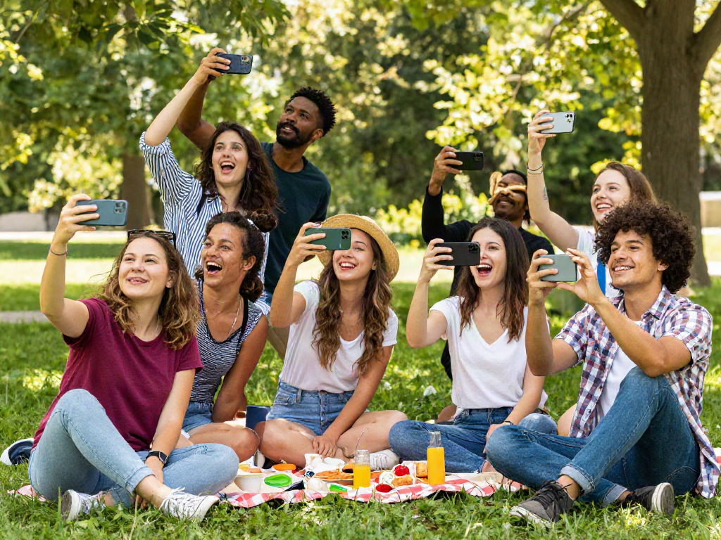 Friends enjoying a fun day while taking a test attractiveness photo session outdoors.