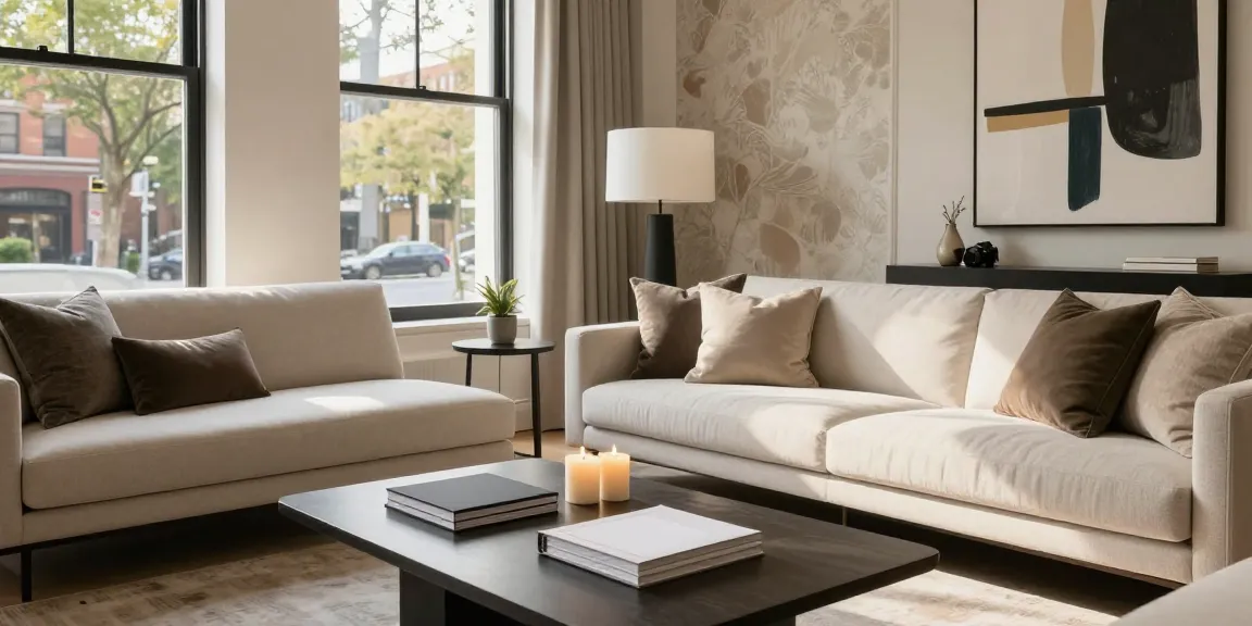 Refined luxury living room designed by an interior designer in Brooklyn NY with modern furniture.