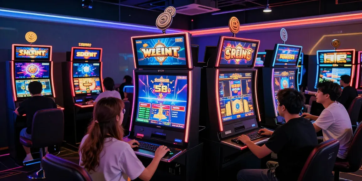 Engaged players interacting with slot7000 online slot games in a vibrant gaming room.