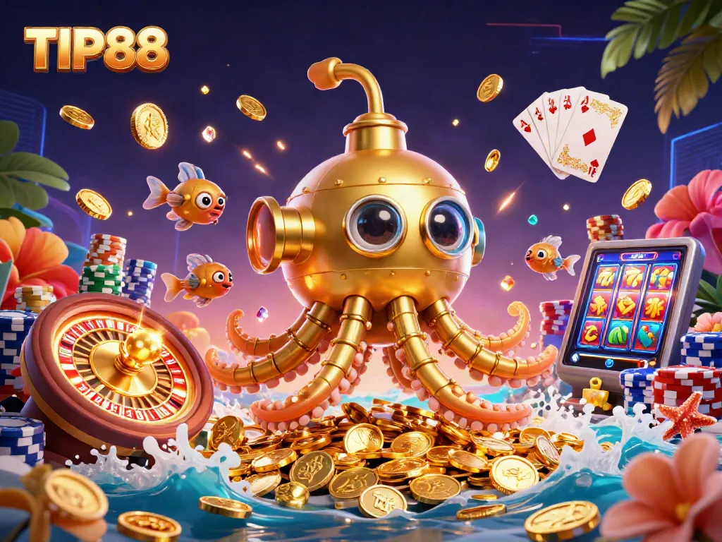 Experience the thrilling action of gambling with TIP88, featuring vibrant casino elements.