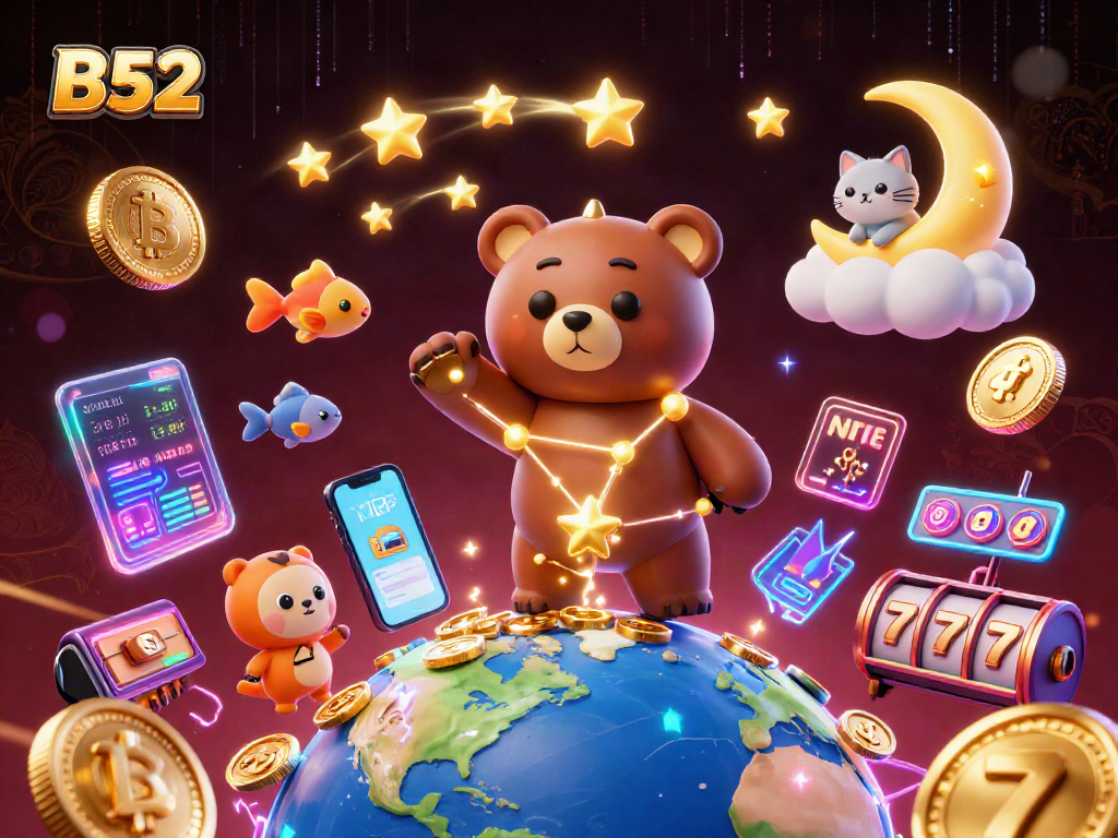 Engage in thrilling gameplay with B52 slot reels filled with golden coins and vibrant animated characters.
