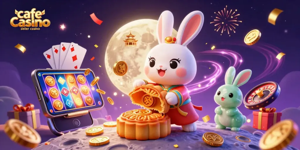 Play exciting games at cafe casino sister casino with vibrant casino-themed illustration.