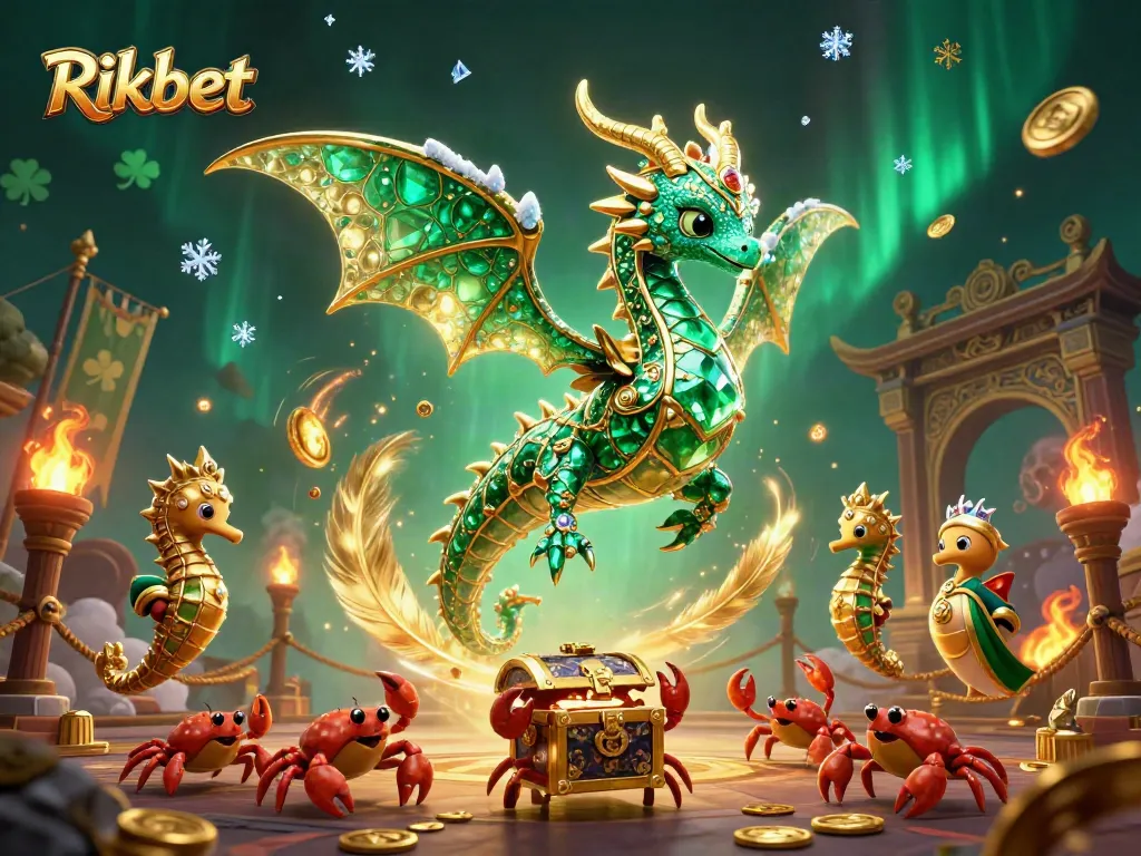 Experience thrilling gameplay with Rikbet, featuring dynamic sea dragon and crabs amidst vibrant casino elements.