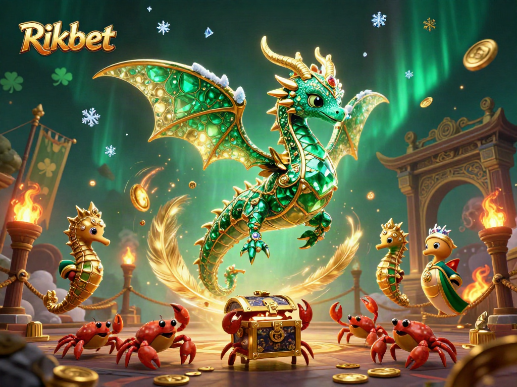 Experience thrilling gameplay with Rikbet, featuring dynamic sea dragon and crabs amidst vibrant casino elements.